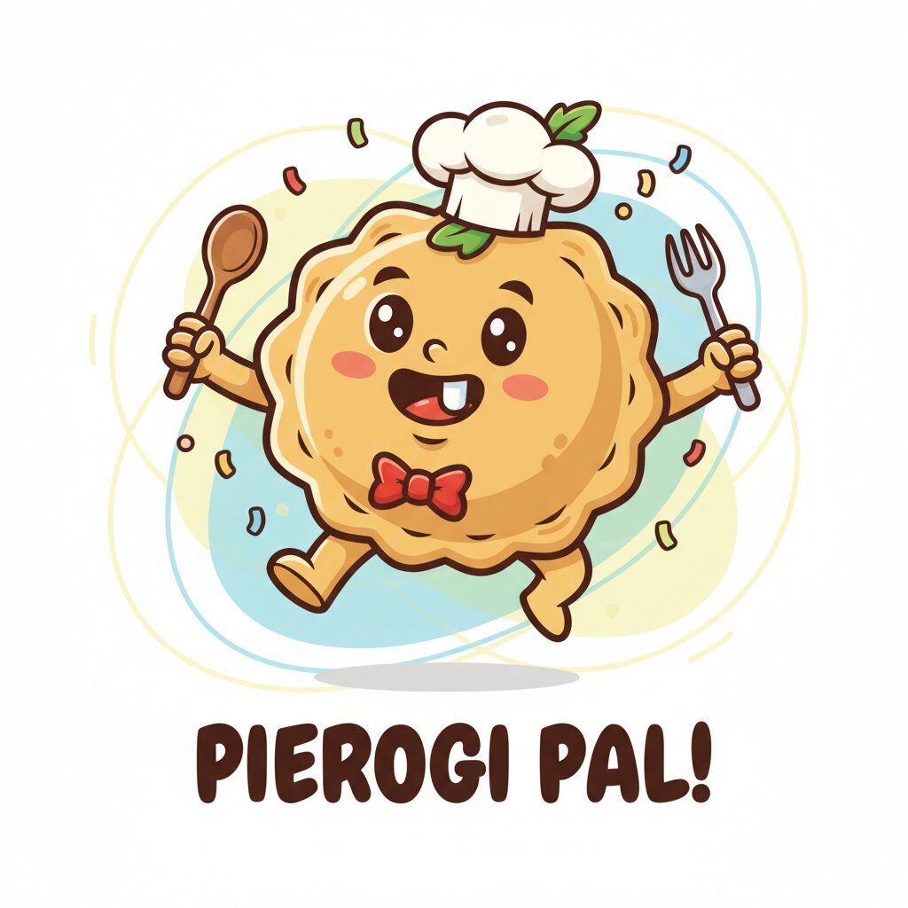 A pierogi mascot with a tiny accordion